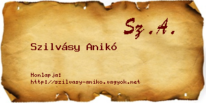 Szilvásy Anikó névjegykártya
